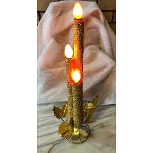 VTG Mirostar Gold  Glitter Taper Candle Light Candelabra Christmas Holiday Decor